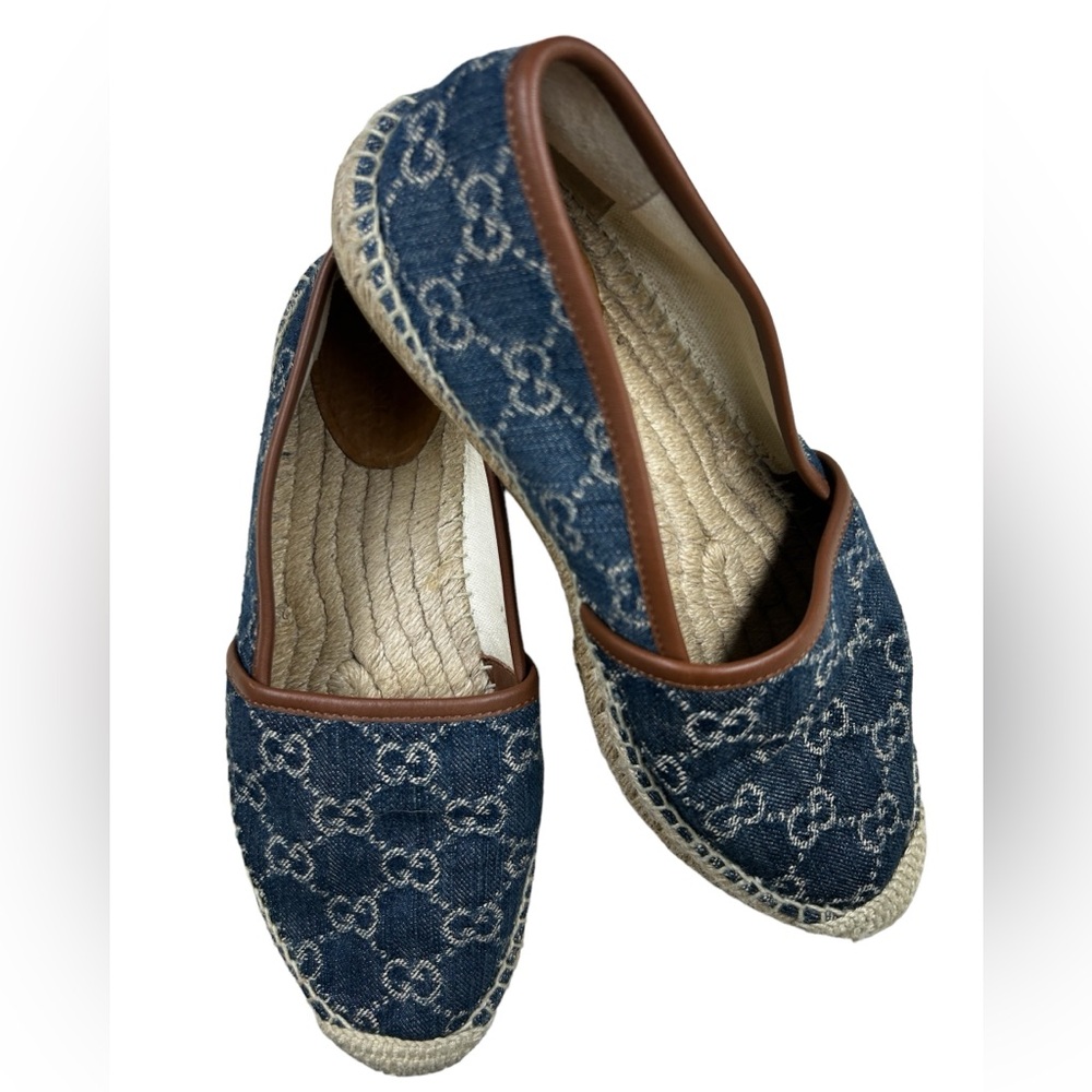 Gucci Blue Denim & Leather
 Espadrilles Ladies size...